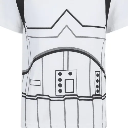 Miniatura 5 de STAR WARS Darth Vander, Stormtrooper, Grogu - Conjunto de camiseta y pantalón corto para niños pequeños - BeigeNegroBlanco