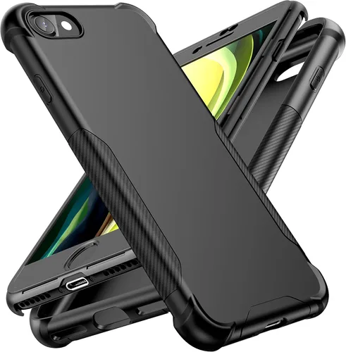 Miniatura 8 de ORETech Funda diseñada para iPhone 13 Mini con 2 protectores de pantalla de vidrio templado, textura de fibra de carbono policarbonato duro