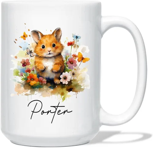 Miniatura 15 de Taza de café de oso – Regalo personalizado para amantes, taza de té de animales salvajes con flores, regalo de cerámica personalizado para amantes