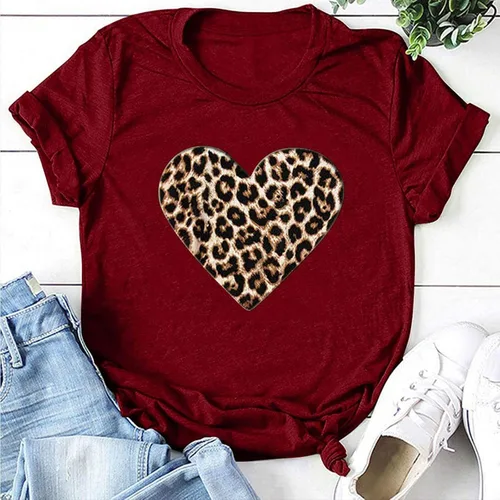 Miniatura 72 de Camisetas de manga corta con estampado de corazón para mujer, camisetas de ajuste regular, linda y divertida, ropa de regalo 2023