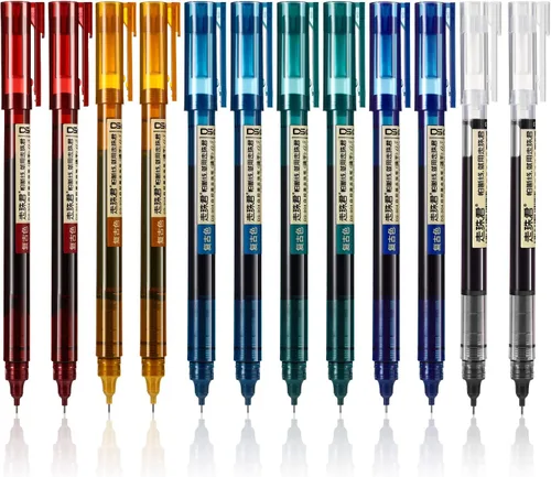 Miniatura 7 de Frienda 12 bolígrafos de punta rodante de 0,5 mm, bolígrafos de tinta líquida de secado rápido de alta calidad japonesa, punta extrafina, escritura