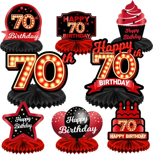 Miniatura 64 de Feliz Cumpleaños 15 Centros de Mesa de Panal Rojo y Negro Globos Decoración Temática de Mesa Decoraciones de Mesa Adornos de Mesa para Niñas Mujeres