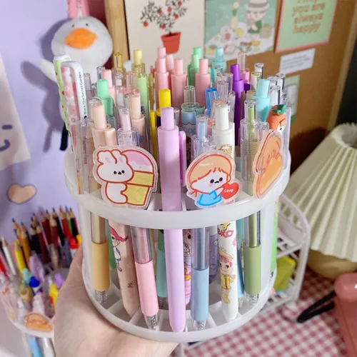 Miniatura 5 de Soporte redondo de plástico para pinceles y organizador de 50 agujeros, organizador de pintura acrílica para manualidades y brochas de maquillaje