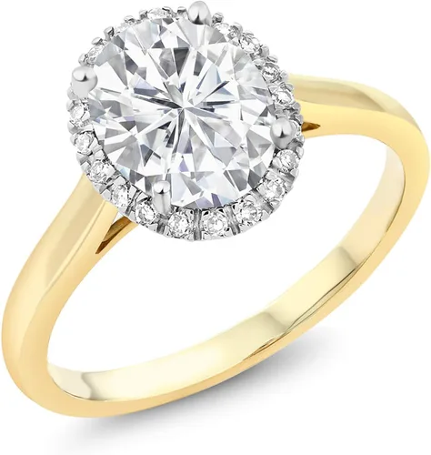 Miniatura 64 de Gem Stone King Anillo de compromiso ovalado de oro amarillo de 10 quilates con piedra natal y halo de diamantes Ovalado de 0.354 x 0.276 in