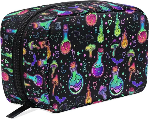 Miniatura 26 de MNSRUU Pequeña bolsa de cosméticos para niñas y mujeres, de viaje, con estampado de leopardo colorido, organizador de artículos de tocador