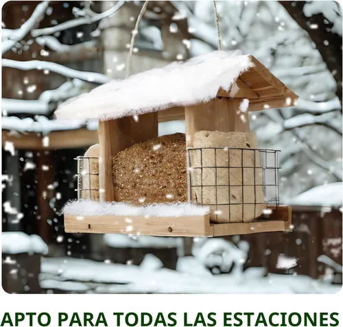Miniatura 9 de Solution4Patio - Comedero para pájaros con tolva de cedro estadounidense para colgar al aire libre, jaula doble de sebo de madera hecha a mano