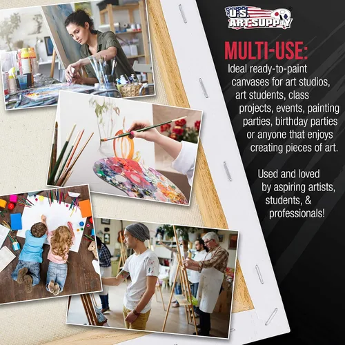 Miniatura 5 de U.S. Art Supply Lienzo grande estirado para pintar de 16 x 20 pulgadas, profundidad de galería, 1-1/2 pulgadas de grosor, paquete de 3 – 12 onzas