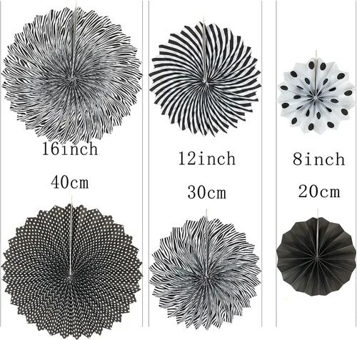 Miniatura 2 de Abanicos de papel para colgar en el techo, para Halloween, baby shower, cumpleaños, bodas, fiestas, 12 unidades Paperfan12t-blackorange
