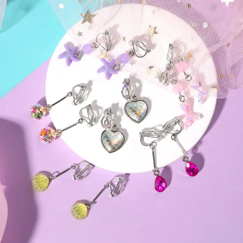 Miniatura 4 de PinkSheep Clip On Earrings for Little Girls Kids Jewelry 12 Pairs Gift for 4567910 Years Old Mermaid Flower Earring
