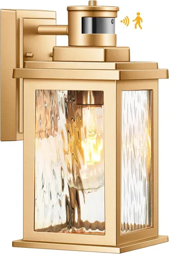 Miniatura 10 de VIANIS Luces para exteriores con sensor de movimiento, iluminación de anochecer a amanecer para casa, luces de grano de madera para garaje, farol