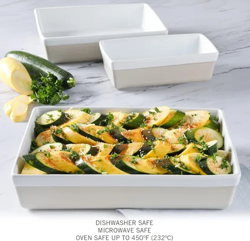 Miniatura 6 de Martha Stewart Juego de 3 piezas de cerámica para horno y mesa – Juego de cacerola y fuente para hornear – Gris – Cerámica resistente apta