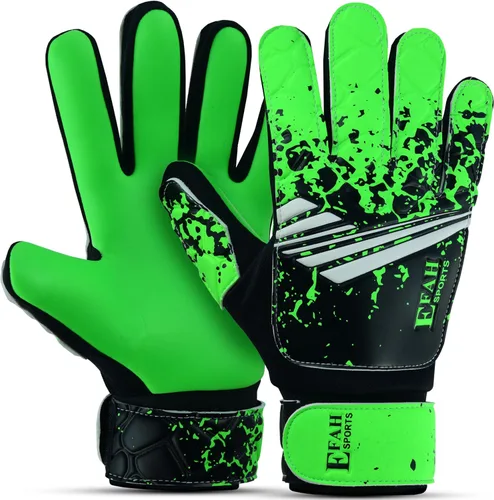 Guantes de portero de fútbol para niños y jóvenes, guantes de portero de fútbol con agarres fuertes Verde