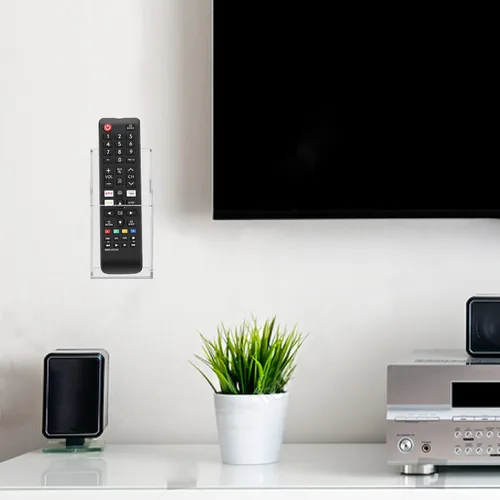 Miniatura 3 de HBlife Organizador de soporte remoto acrílico, soporte de control remoto de TV transparente, soporte de pared para mesita de noche, organizador