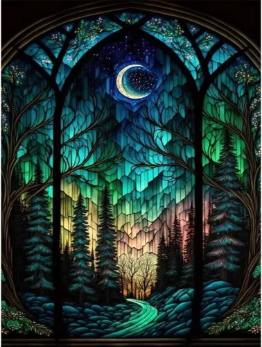 bleihum Kit de pintura de diamantes de noche estrellada, arte de diamantes de árbol para adultos, manualidades de pintura de gemas para adultos,