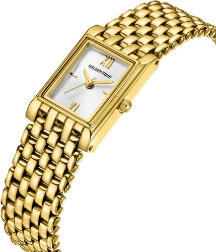 Miniatura 3 de GOLDEN HOUR Reloj de oro con pulsera rectangular vintage para mujer