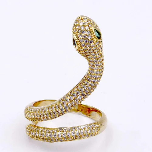 Miniatura 4 de Lavencious Anillos ajustables de serpiente con diseño de piedras AAA CZ Declaración Anillos de cóctel para mujer, Cristal, circonita
