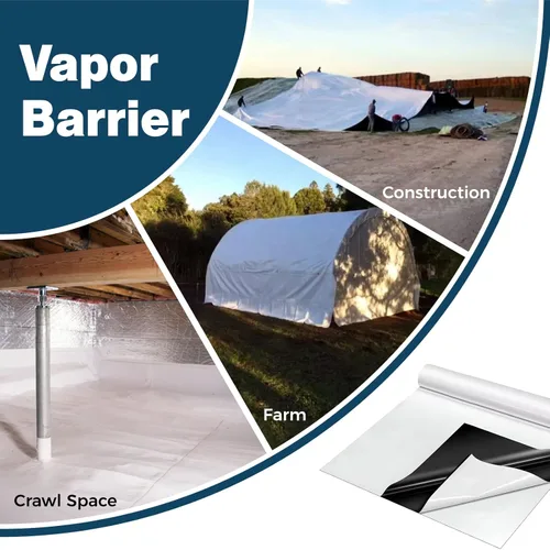 Miniatura 11 de Barrera de vapor para espacio de arrastre Spirecover, barrera de vapor de 10 mil, 10'x15', tela de plástico para cubrir y encapsular espacios