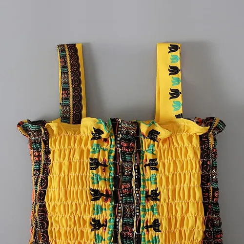 Miniatura 3 de Noubeau Vestido Dashiki africano para niñas pequeñas, vestido de tirantes con volantes, estilo étnico bohemio, ropa de verano para bebé niña