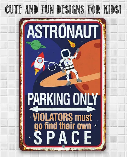 Miniatura 3 de Astronaut Parking Only - Decoración genial para sala de juegos y letrero de guardería, decoración de planeta para habitación de niños y niños