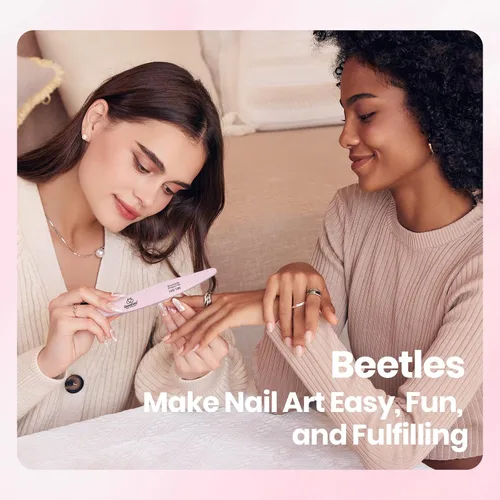 Miniatura 6 de Beetles - Kit de uñas de gel rosa sin HEMA de 0.3 onzas líquidas con luz UV, 5 piezas de esmalte de gel de burbujas rosa claro, kit de manicura