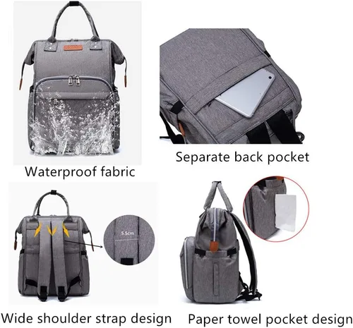 Miniatura 4 de Mochila de pañales para bebé niño y niña, bolsa de pañales multifunción para el cuidado del bebé, bolsas de pañales esenciales para mamá, papá
