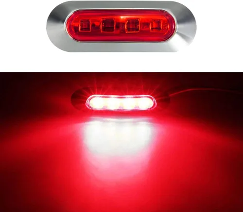 Miniatura 3 de ALFU 10 piezas de luces indicadoras laterales LED rojas DC12V-24V, lámparas de despeje delanteras y traseras, luces interiores con bisel cromado