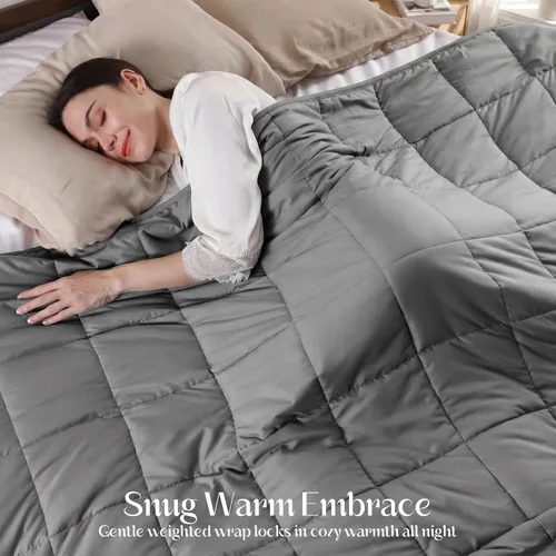 Miniatura 2 de Smart Queen Manta con peso de 5 libras (41 x 60 pulgadas, gris) Manta pesada de enfriamiento suave para dormir, transpirable comodidad durante todas