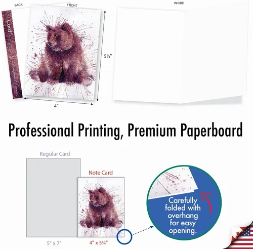 Miniatura 6 de The Best Card Company - Juego surtido de tarjetas de felicitación en blanco con acuarela de animales para todas las ocasiones - Incluye 10 diseños