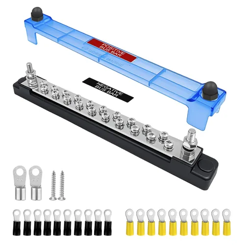 Miniatura 11 de LENKRAD Barras de autobús marinas M6 de 12 V, bloque de distribución de batería impermeable, bloque de terminales de alimentación de 150 A con 2