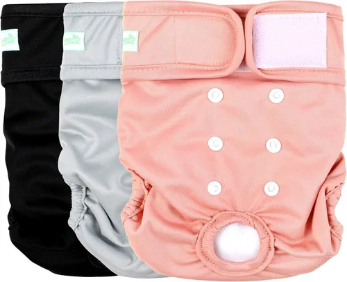 Miniatura 17 de wegreeco Pañales lavables para perros (paquete de 3), pañales para perros hembras altamente absorbentes para cachorros en celo, período
