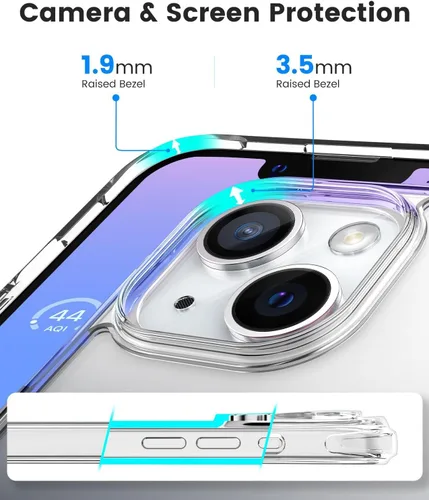 Miniatura 4 de Mkeke Funda magnética diseñada para iPhone 15 transparente, compatible con Magsafe, [no amarilla] [protección contra caídas de grado militar] fundas