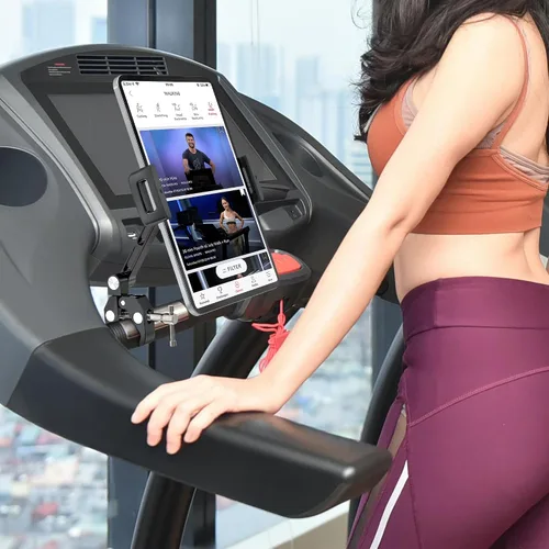 Miniatura 6 de Soporte de Tablet de Aluminio con Abrazadera para Bicicleta Giratoria, Bicicleta Estacionaria, Cinta de Correr, Carriola para Interior, Peloton