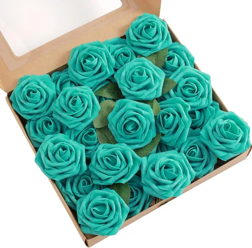 Miniatura 11 de Juego de flores artificiales, flores falsas para bricolaje, centros de mesa para bebé, ramo de novia, ramo de boda, arreglos de flores, velas