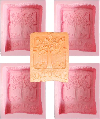 Molde de jabón de silicona con flores de árbol natural para la fabricación de jabón para el cuidado de la piel, productos para el cuidado de la piel