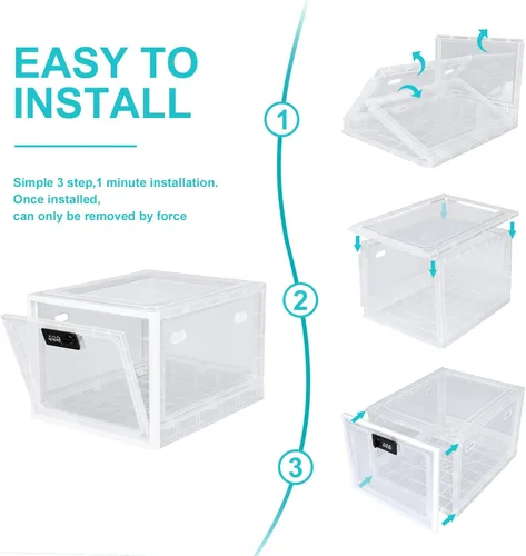 Miniatura 6 de Lalifebuss Cajas con cerradura de combinación para artículos personales, caja de almacenamiento con cerradura para casillero de Blanco