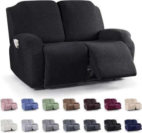 Miniatura 11 de KinCam Fundas para sillón reclinable, fundas elásticas para sillas reclinables, fundas para sofá reclinable de jacquard a rayas, protectores