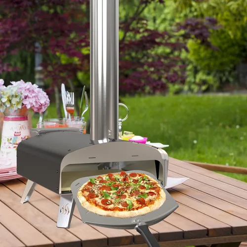 Miniatura 6 de Pala de pizza de aluminio, paleta de torneado de pizza de metal perforado de 12 pulgadas para horno de parrilla, herramienta de cocina, espátula