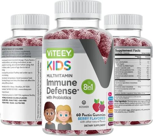 Miniatura 9 de Viteey Gomitas multivitamínicas para niños con probióticos, 8-1 vitaminas para niños para apoyo a la salud inmunológica con vitamina C, equinácea