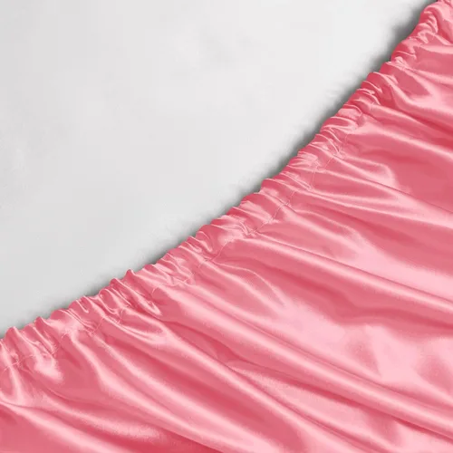 Miniatura 7 de Sábanas de satén tamaño King: 4 piezas de sábanas de lujo suaves y sedosas, juego de sábanas de seda satinada rosa sin arrugas con 1 sábana bajera