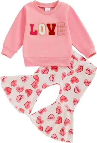 Miniatura 16 de Gueuusu Conjunto de ropa de manga larga para bebé niña con texto en inglés "My 1st Christmas", sudadera de manga larga con pantalones acanalados