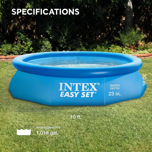 Miniatura 2 de Intex 28120EH Piscina inflable de fácil montaje: 10 pies x 30 pulgadas, material resistente a pinchazos, inflado rápido, capacidad de 1018 galones