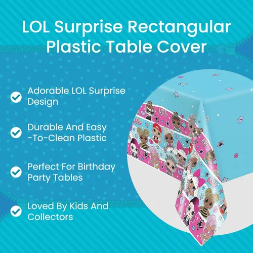 Miniatura 5 de LOL Surprise - Mantel rectangular de plástico multicolor – 54 x 84 pulgadas (1 unidad) Duradero y fácil de limpiar, perfecto para fiestas