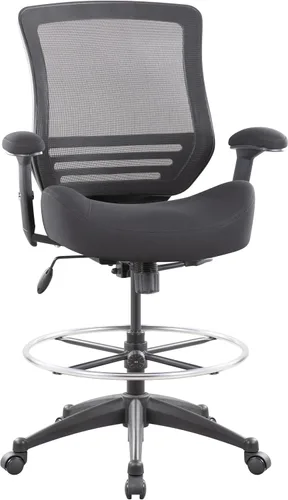 BOLISS Silla de dibujo ergonómica de malla de respaldo medio de 400 libras para escritorio de pie, oficina, silla ancha con soporte lumbar Negro