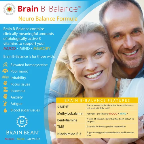 Miniatura 3 de Brain B Balance: Multivitamínico metilado - Fórmula neurobalance del complejo B metilado - Metilfolato apoya el estado de ánimo.Mind.Memory - 60