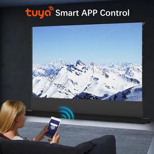 Miniatura 4 de IN&VI Pantalla de proyector motorizada para proyector de tiro largo/estándar, pantalla de cine para cine en casa, pantalla de proyector motorizada