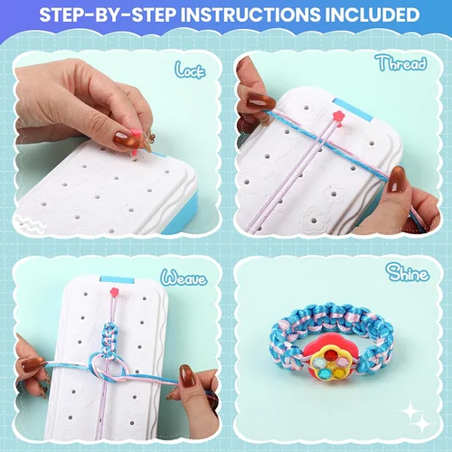 Miniatura 8 de DDAI - Kits para hacer pulseras de amistad, manualidades de arte y artesanía para niños de 8 a 12 años - Regalos de cumpleaños para niñas de 7, 9