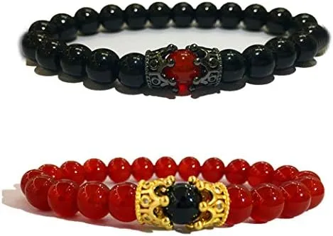 Miniatura 2 de LIDU Pulsera de amor de tamaño King y Queen Teir Friendship de 0315in Cristal Piedras semipreciosas