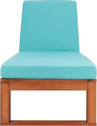 Miniatura 8 de SAFAVIEH Exterior - Solano Chaise Lounge Chair - Marrón y Aqua - Madera maciza con cojín - Diseño de respaldo ajustable - Ideal para patio, terraza