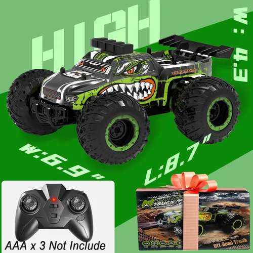 Miniatura 7 de Auto de control remoto para niños, autos RC de alta velocidad de 20 KM/H, todoterreno con 2 faros delanteros y 2 baterías recargables, camión RC