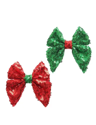 Miniatura 5 de Baby Christmas Sequins Headband Red Green Glitter Bow Hair Band BHC03 (verde)